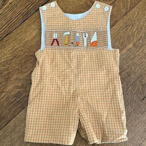 Mom and me smocked tool outfit. 12 months